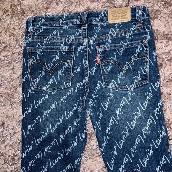 🎉HP🎉 Levi’s Kids monogram Super  Skinny logo wash girls jeans Sz 7 - Picture 9 of 17